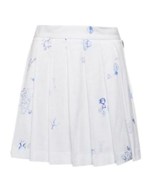Vetements White Printed Pleated Cotton Miniskirt