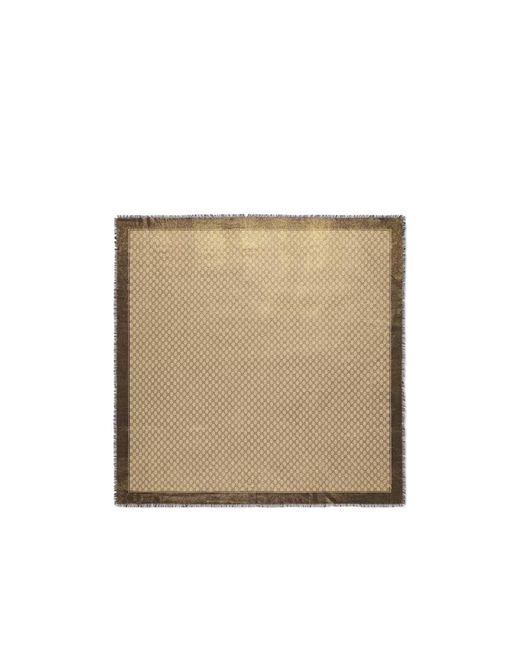 Gucci Natural Gg Jacquard Frayed Edge Scarf
