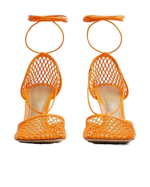 Bottega Veneta Metallic Squared-Toe Lace-Up Sandals