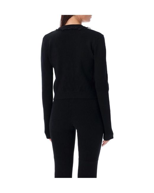Alessandra Rich Black Logo Detailed Buttoned Cardigan