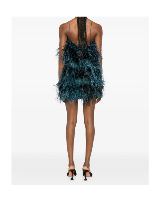 Oseree Green Feathered Mini Dress