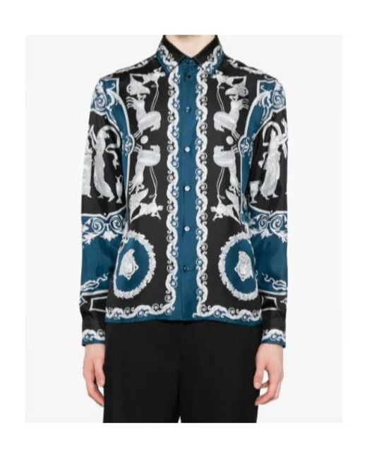 Versace Blue Hall Of Hero Printed Shirt for men