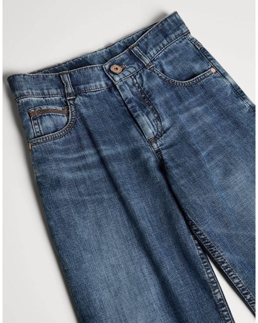 Brunello Cucinelli Blue Five-Pocket Jeans for men