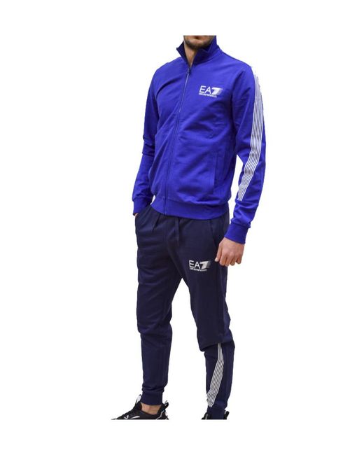 EA7 Blue Sportswear Two-Piece Coat And Pants Set for men