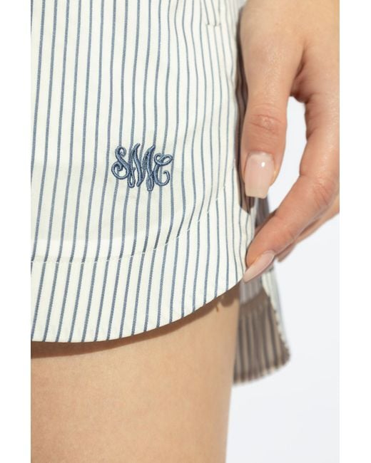 Stella McCartney White Striped Silk Shorts