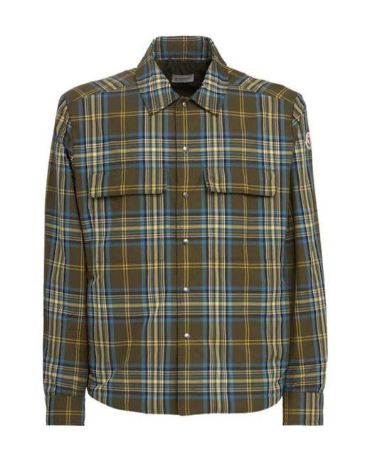 Moncler Green Monogram Checked Shirt Jacket for men