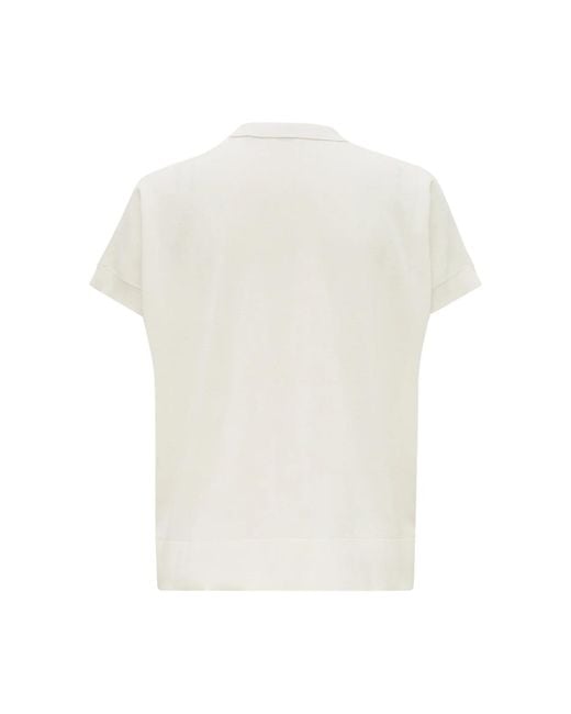 Aspesi White Split Neck Fine-Knit T-Shirt
