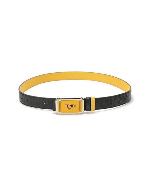 Fendi Yellow Reversible Leather Belt for men
