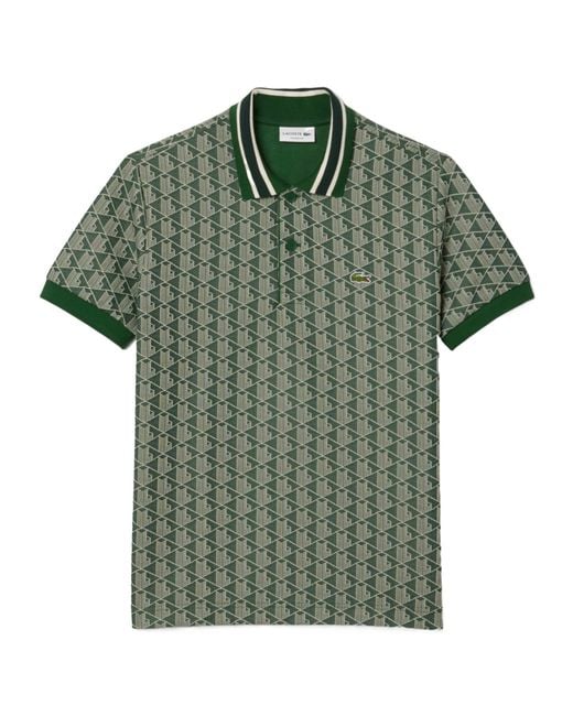 Lacoste Green Monogram Jacquard Classic Fit Polo Shirt for men
