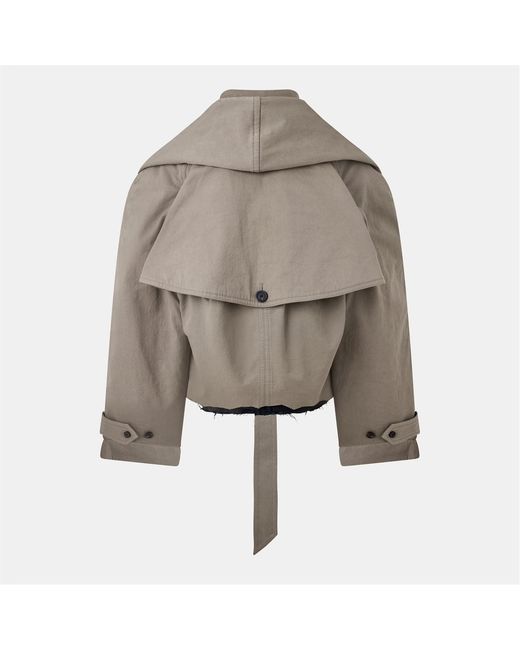 Balenciaga Gray Hooded Trench Coat