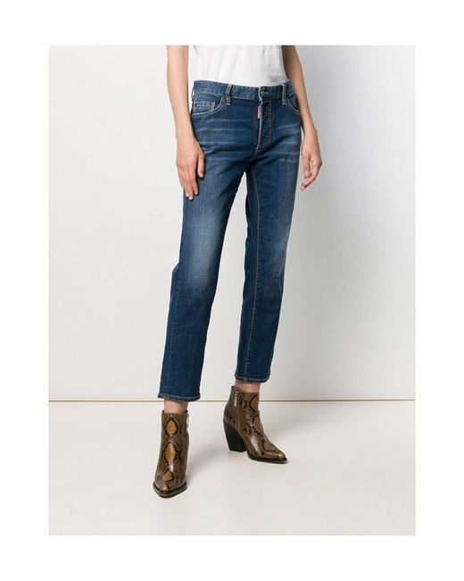 DSquared² Blue Mid-Rise Cropped Jeans