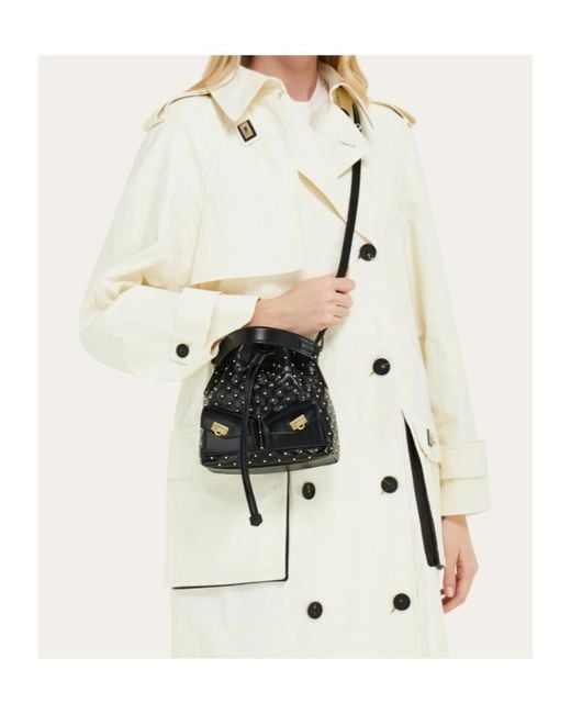 Ferragamo Black Multipocket Bucket Bag