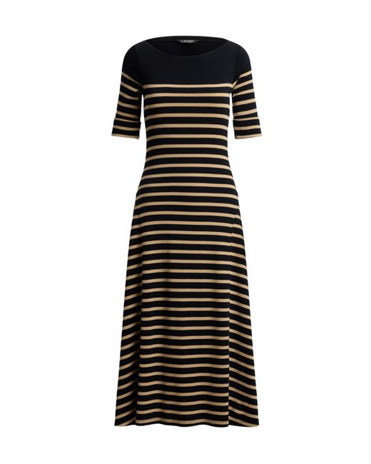Ralph Lauren Black Boat-Neck Jersey Midi Dress