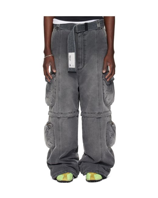 Lu'u Dan Gray Wadded Denim Overalls for men