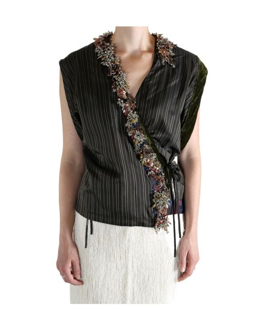 Dries Van Noten Black Clematia Embellished Top