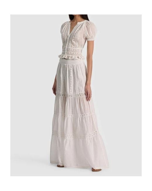 Alice + Olivia White Kathryn Lace Trim Blouse