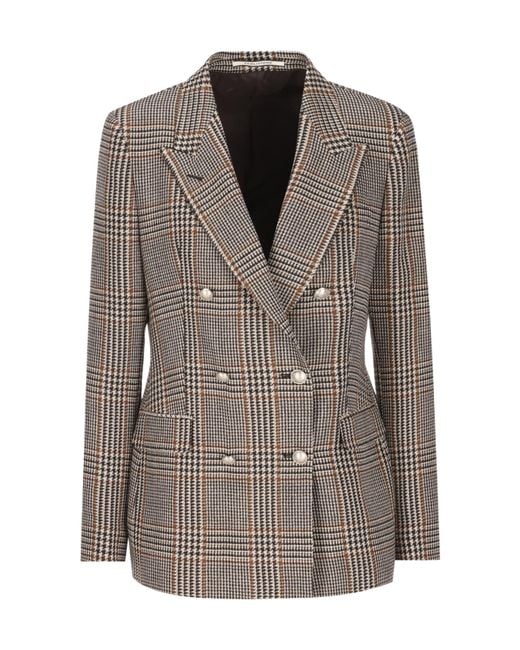 Tagliatore Brown Checked Double-Breasted Blazer