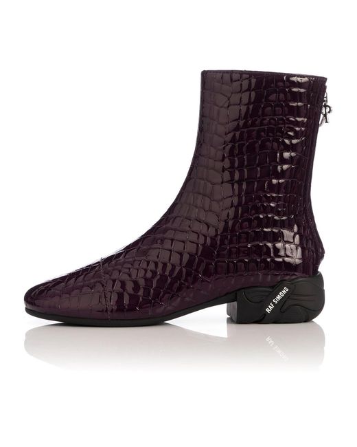 Raf Simons Brown Solaris Mock-Croc Ankle Boots