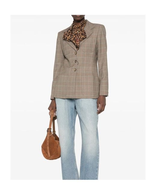 Etro Brown Check-Pattern Blazer