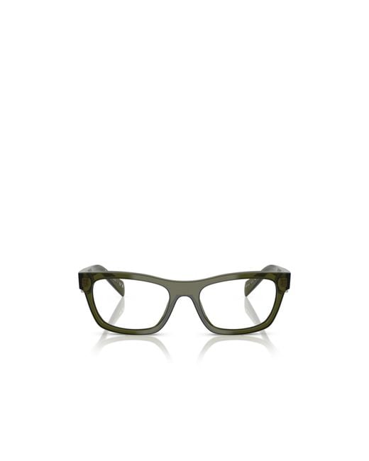 Prada Green Eyewear Rectangular Frame Glasses