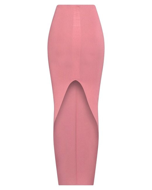 Rick Owens Pink Stylish Slim-Fit Knitted Midi Skirt