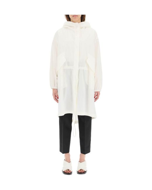 Jil Sander White Oversize Hooded Coat