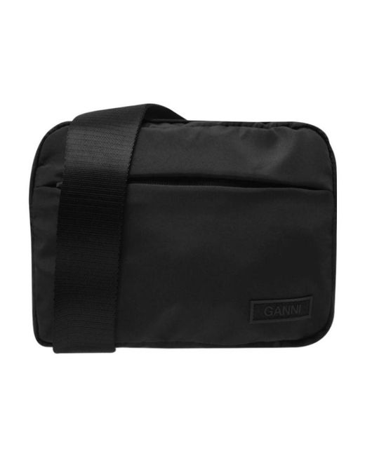 Ganni Black Logo Shoulder Bag