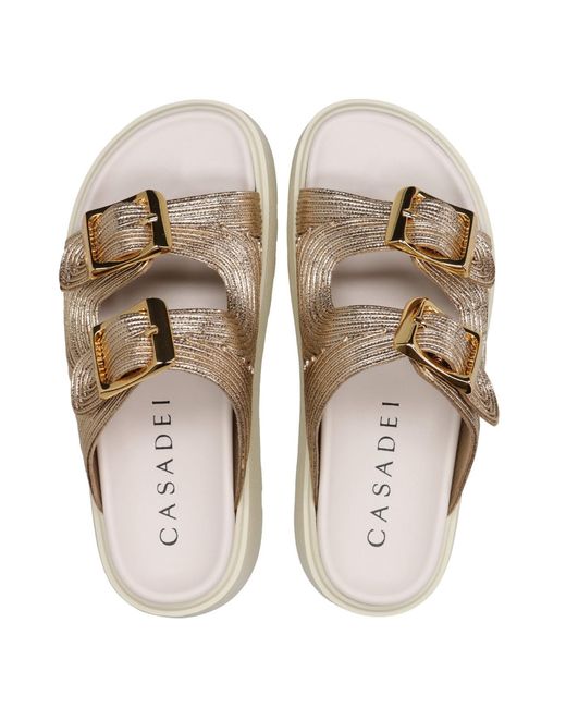Casadei White Platform Slippers