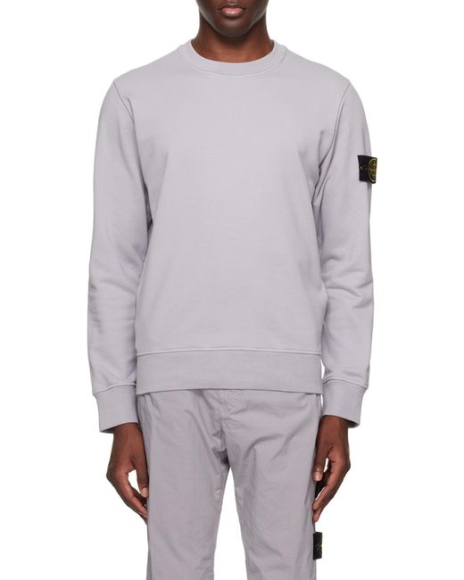 Stone Island Gray Compass Patch Crewneck Sweatshirt for men
