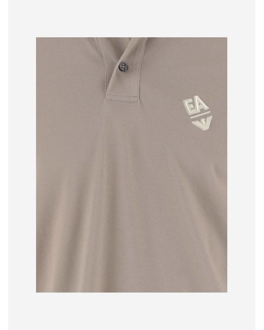 Emporio Armani Gray Logo Embroidered Polo Shirt for men
