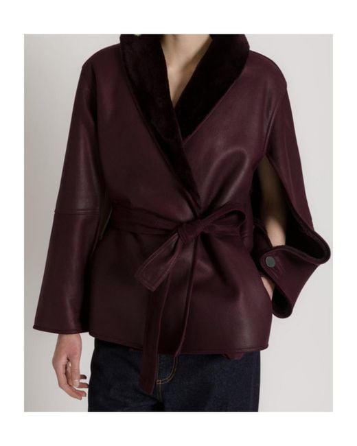 Alberta Ferretti Purple Reversible Short Shearling Coat