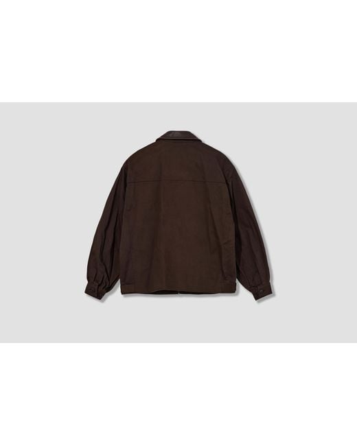 Ssstein Brown Lapel Zip-Up Jacket for men