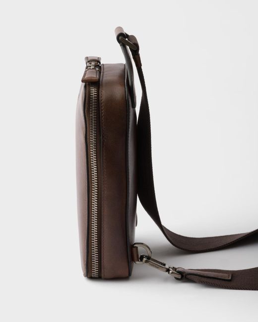 Prada Brown Brique Antiqued Leather Bag for men