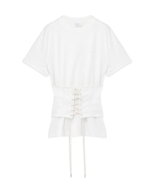 McQueen White Corset Lace-Up T-Shirt