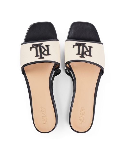Ralph Lauren White Everly Real Leather Flat Sandals