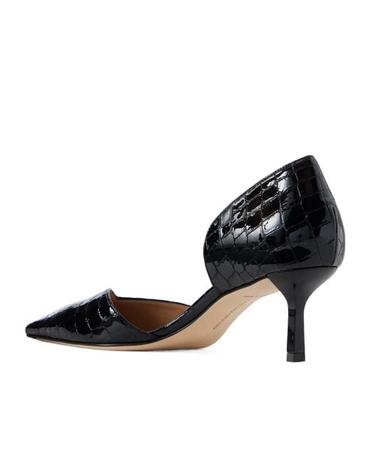 Victoria Beckham Black 55 Croc-Effect Leather Pumps