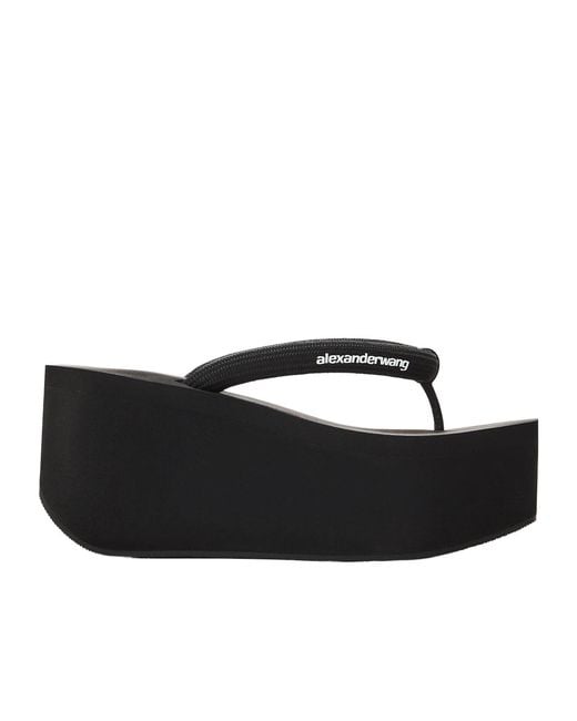 Alexander Wang Black Jenna Thong Platform Sandals
