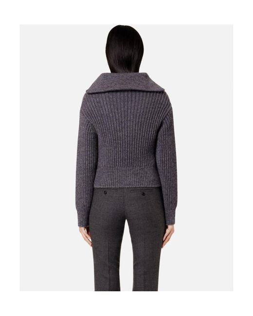 AMI Blue Ami Half-Zipped Knitted Sweater
