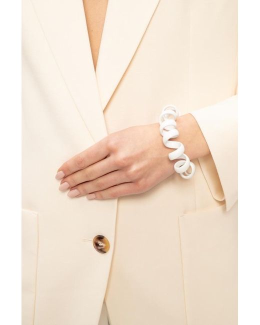 Bottega Veneta White Coiled Open-Cuff Bracelet