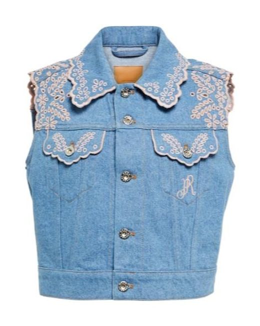 Rabanne Blue Embroidered Denim Vest