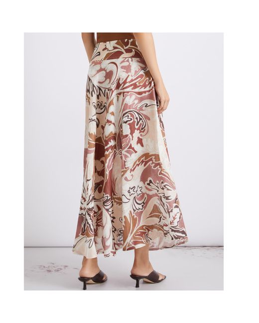 Marella White Printed Linen Skirt