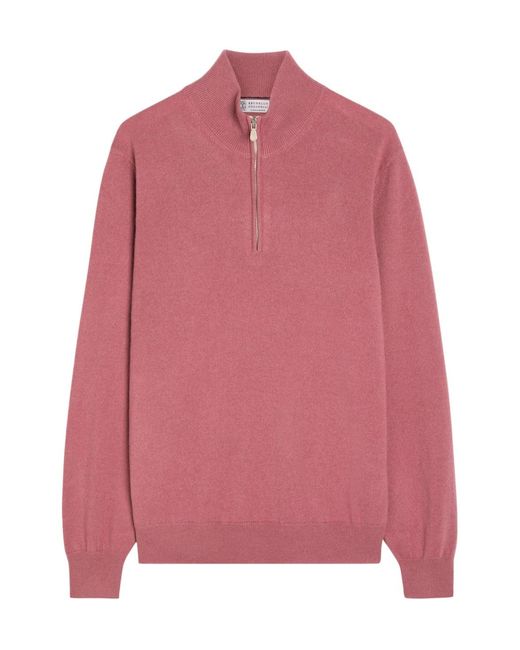 Brunello Cucinelli Pink Cashmere Turtleneck Sweater for men