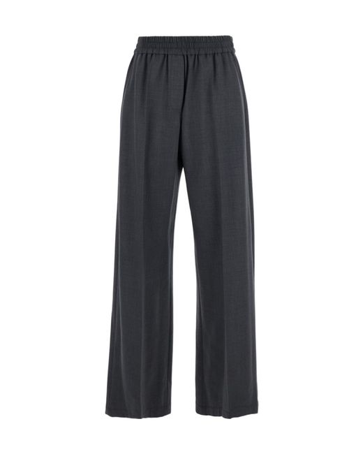 Brunello Cucinelli Blue Side-Pocketed Wide-Leg Pants
