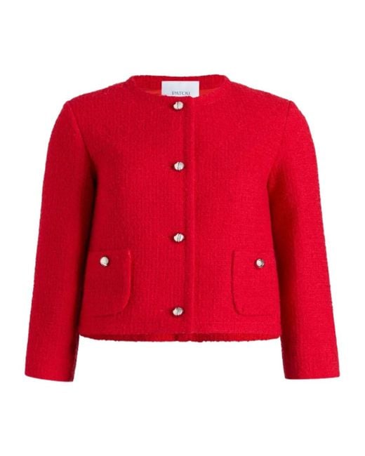 Patou Red No Collar Box Jacket