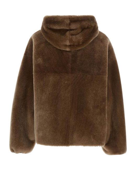 Blancha Brown Hooded Shearling Jacket
