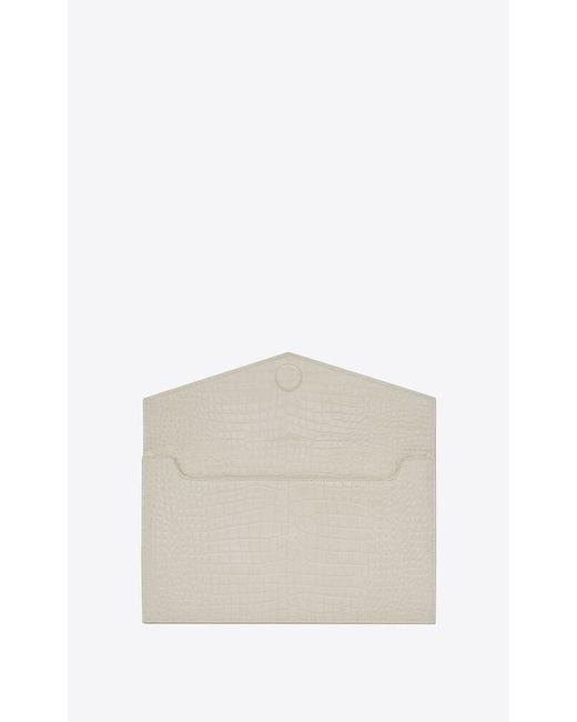 Saint Laurent Natural Slp Medium Croc Gld Hw Pouch