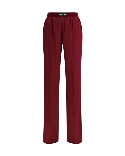 Tom Ford Red Stretch Satin Pj Pants
