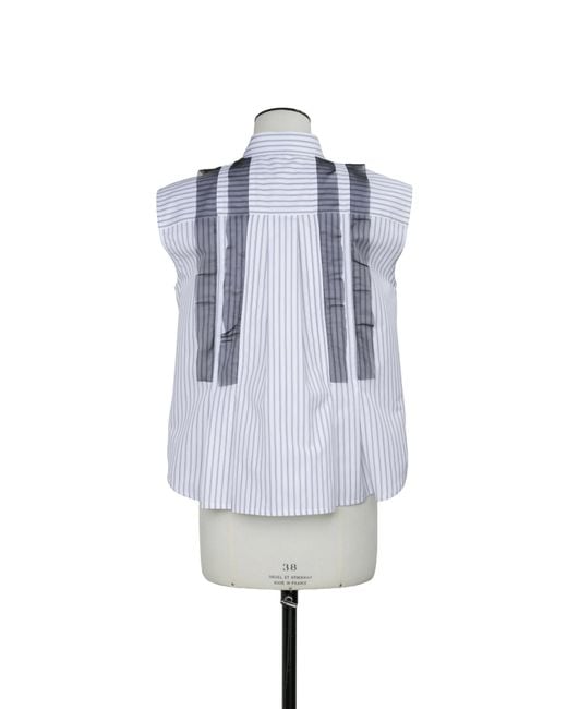 Sacai Blue Ruffled Striped Shirt