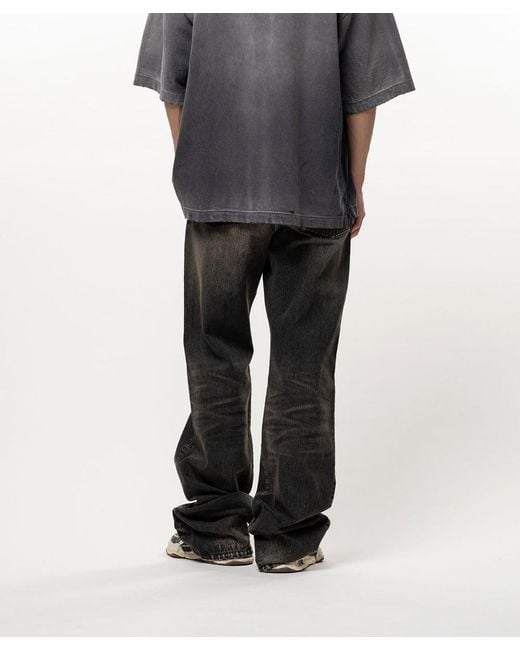 Maison Mihara Yasuhiro Black Patch-Detail Whiskered Jeans for men
