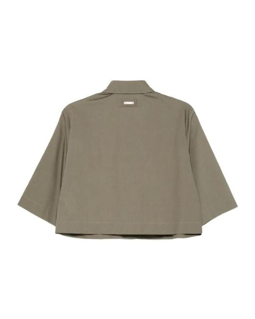 Iceberg Gray Eyelet Collared Top